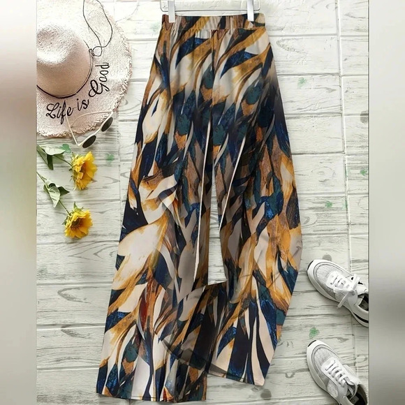 COPY - Long Loose Wide Leg Geometric Print Pants With An Elegant Style - Picture 3 of 3
